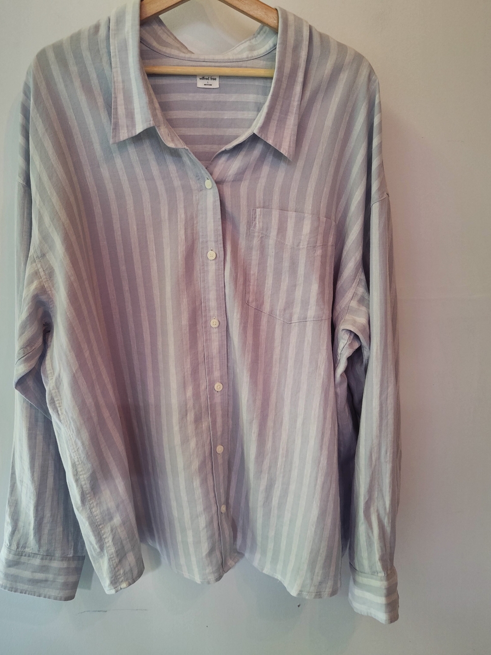 Wilfred Blue Striped Oversized Button-Down Shirt L